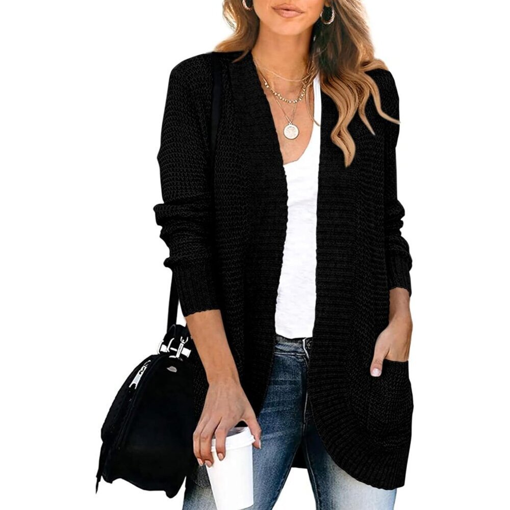 Women’s Open Front Knit Cardigan Long Sleeve Lightweigh Fall Cozy Jacket
